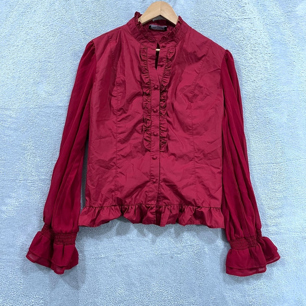 Scarlet Darkness Top Shirt  XL Renaissance Victorian Smocked‎ Lace Back